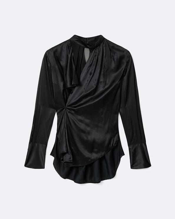Zellie Silk Blend Pleated Top
