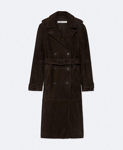 Oaker Double-Breasted Suede Coat