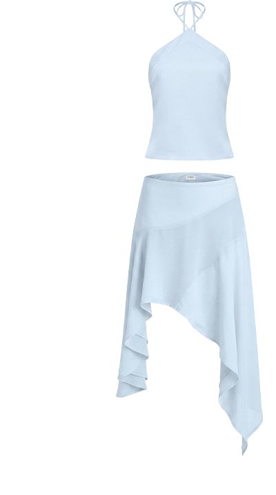 Klose Top and Midi Skirt - Baby Blue 