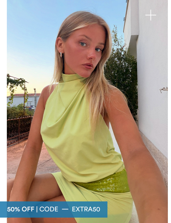@k8milaa wears Carlie Halter Mini Dress - Lime