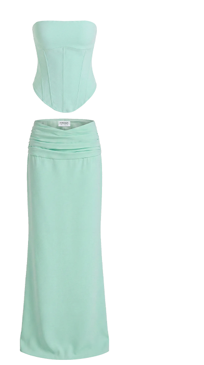 Tillie Corset Top and Maxi Skirt - Aqua
