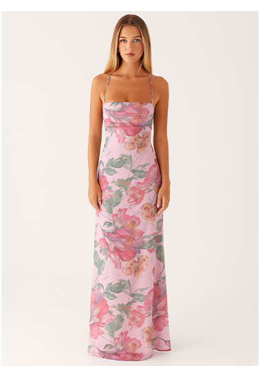 Peggy Maxi Dress - Pink Floral
