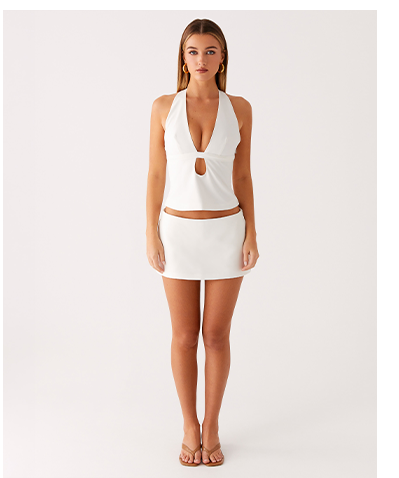 Mirna Halter Top and Micro Skort - Cream 