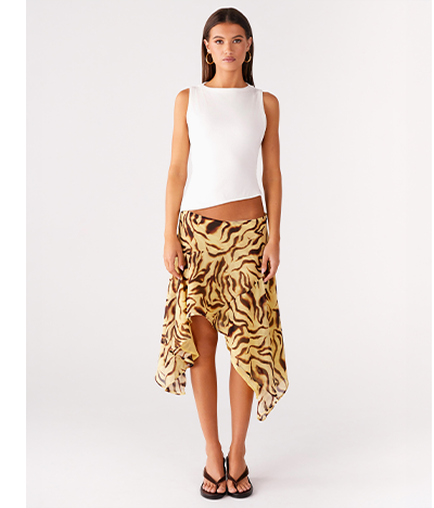 Kia Low Rise Midi Skirt - Laguna Print