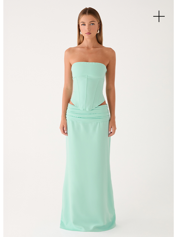Tillie Corset Top + Maxi Skirt - Aqua
