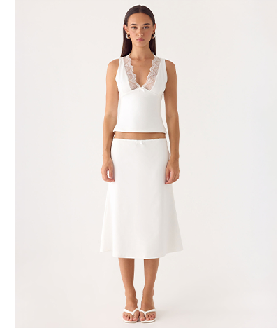 Marquas Top and Midi Skirt - White