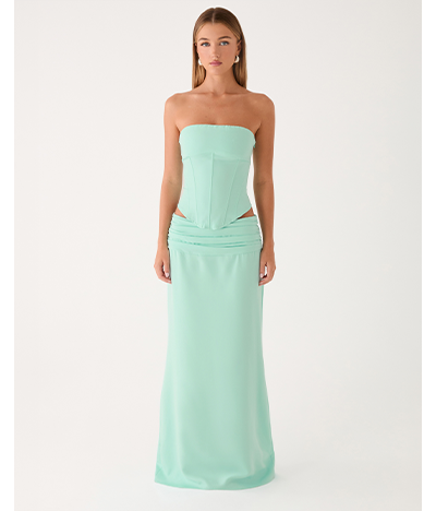 Tillie Corset Top and Maxi Skirt - Aqua