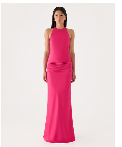 Zarita Halter Maxi Dress - Fuschia