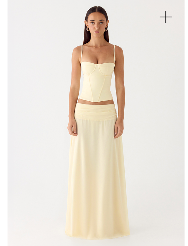 Tayana Corset Top + Natalya Maxi Skirt - Yellow