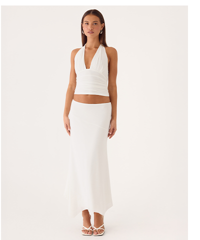 Kerrie Halter Top and Midi Skirt - White