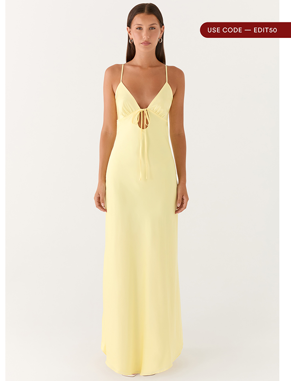 Flora Satin Maxi Dress - Lemon
