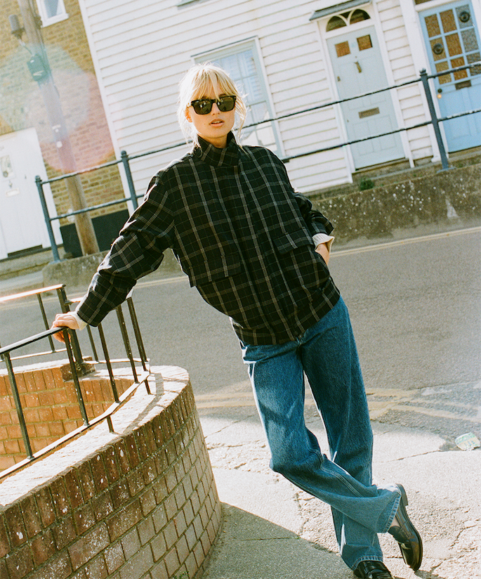 Balmoral Bomber Jacket: Wool, Navy Check
