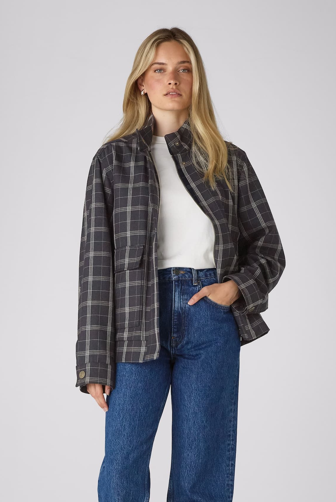 Balmoral Bomber Jacket: Wool, Navy Check