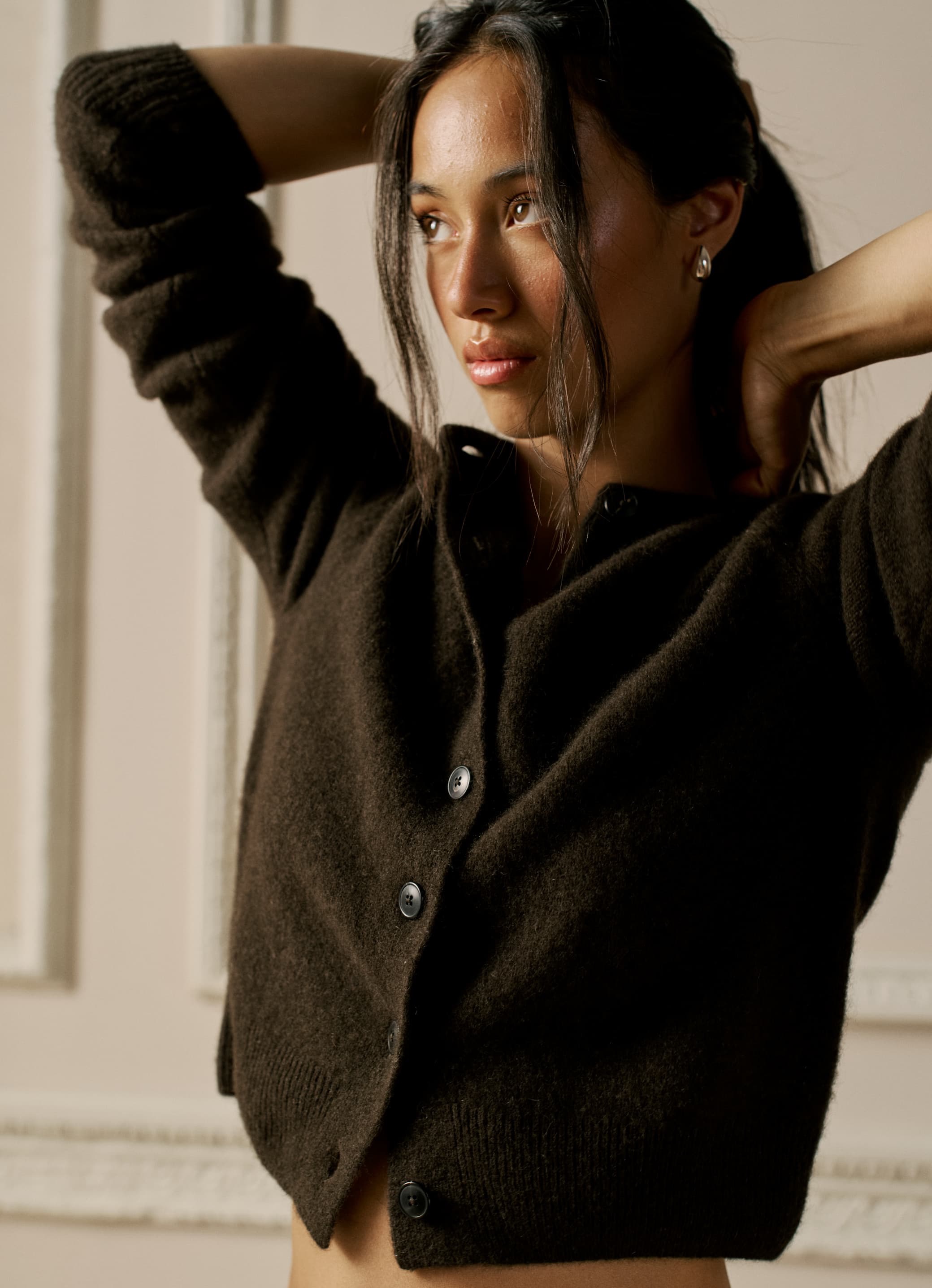 Jura Cardigan: Yak Wool, Chocolate