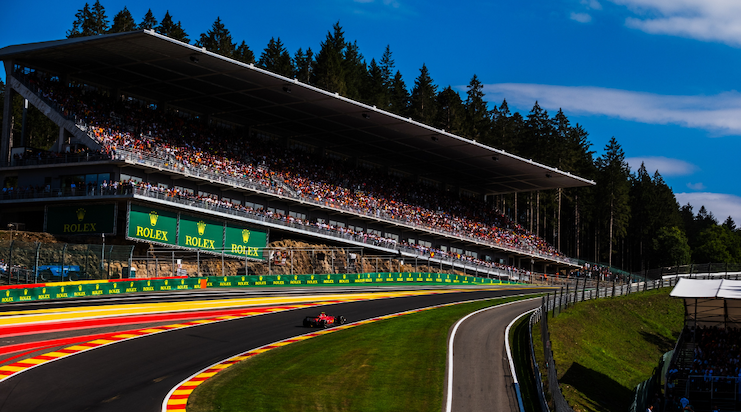 Formula 1 grandstand at a grand prix