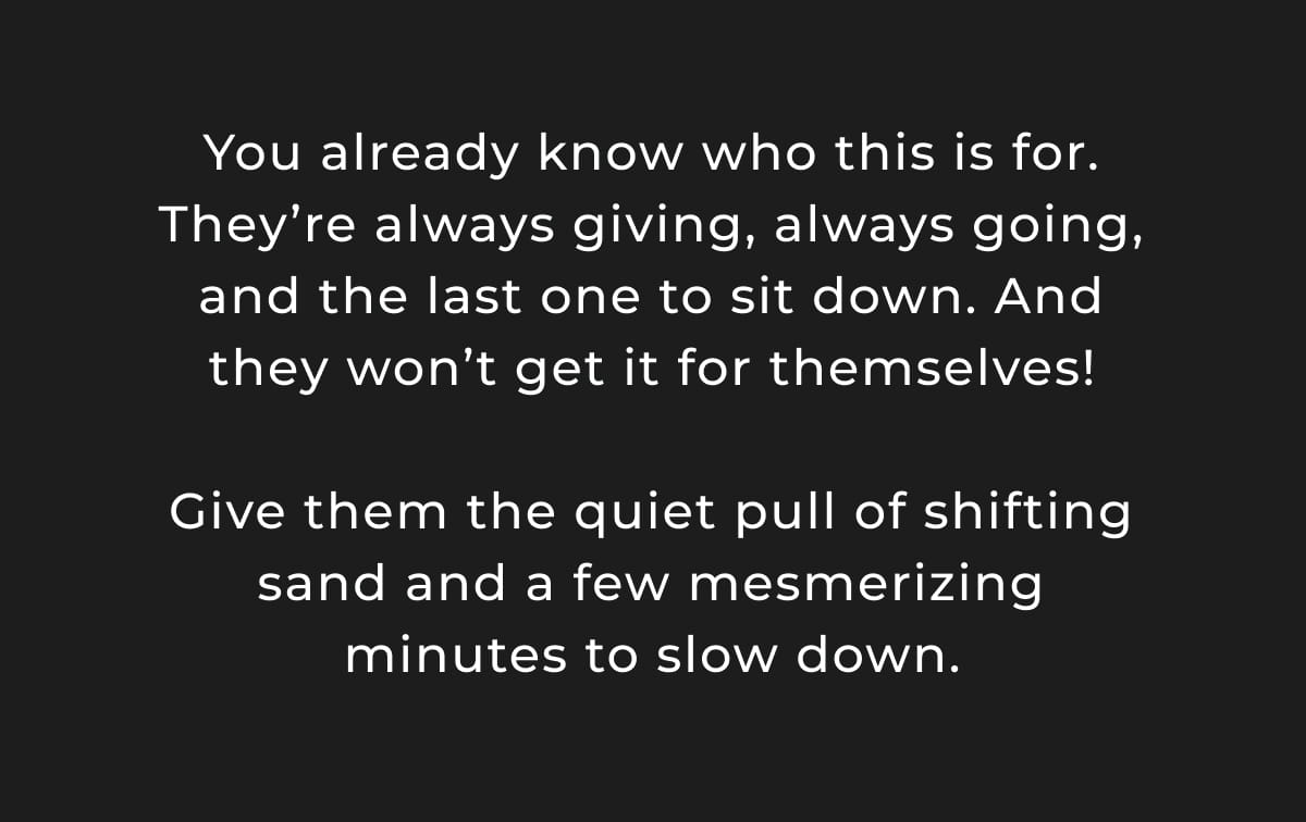 Gift message encouraging a moment of calm and mindfulness.
