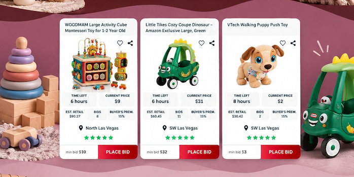 New toys and kids' items available at Nellis Auction.