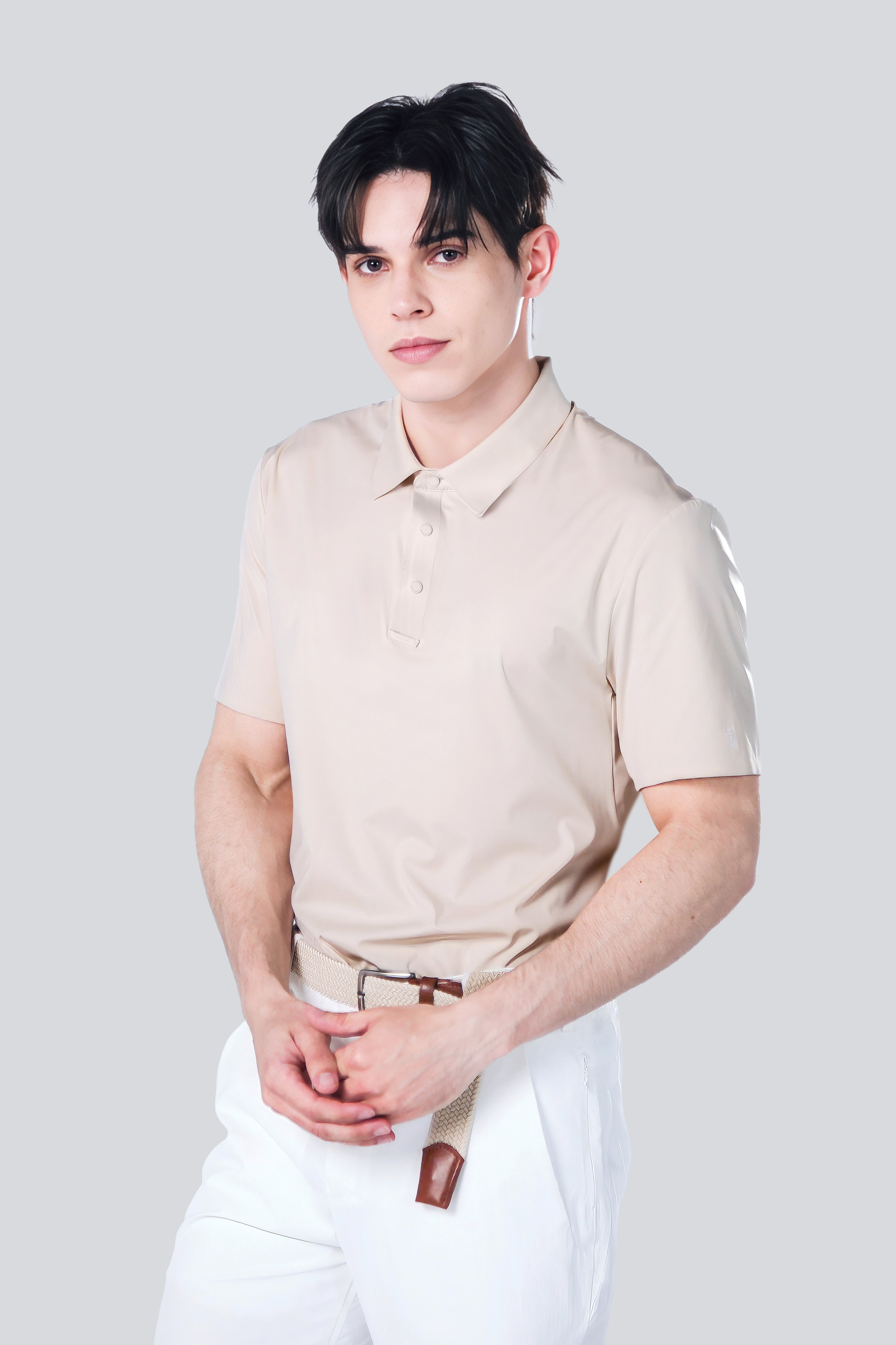 冰感釘釦 Polo 卡其色
