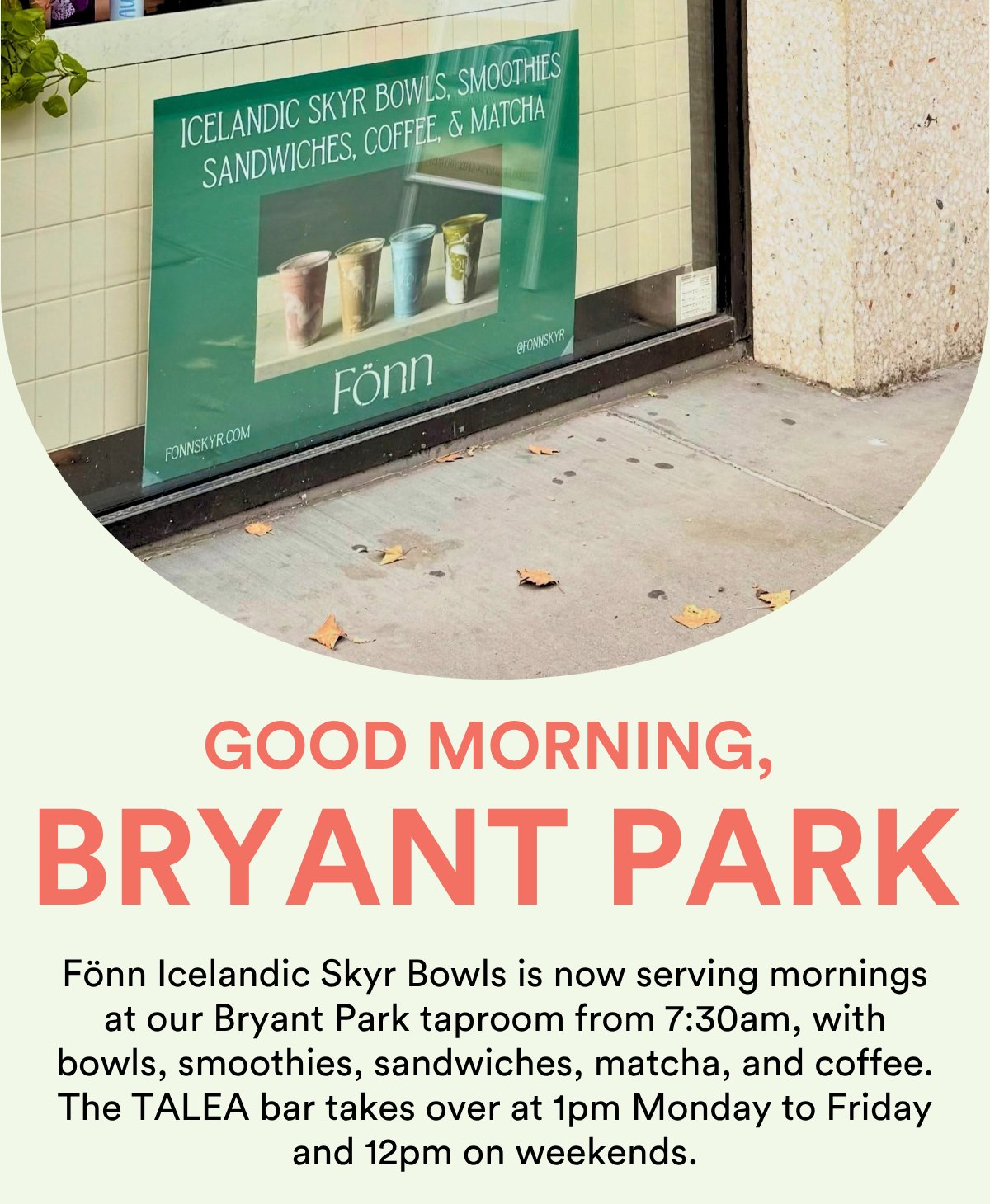 Good morning, Bryant Park