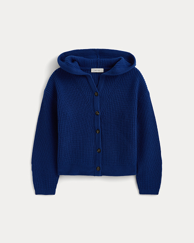 Image | Hooded Cardigan in Luxe Merino in Soladite Blue