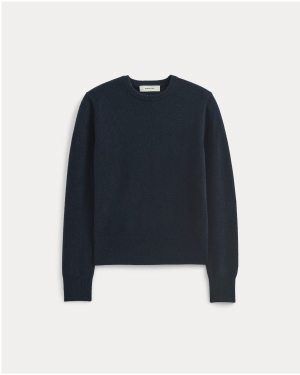 Image | Cashmere Slim Crew Sweater | Navy