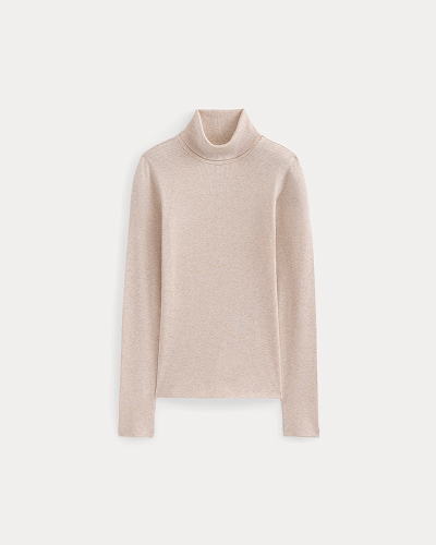 Image | The Luxe Rib Turtleneck in Heathered Oat
