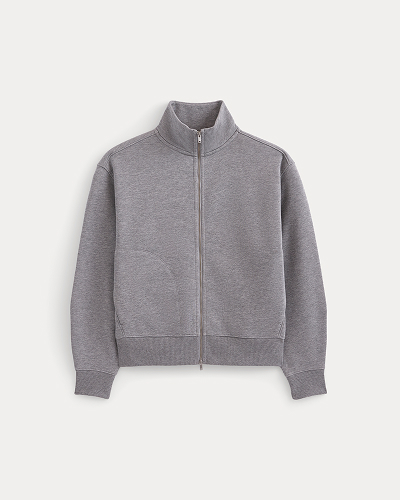 Image | Luxe Fleece Full-Zip Turtleneck in Vintage Heather Grey