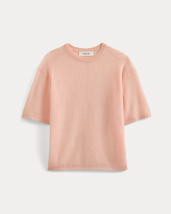 Image | Air Alpaca Cropped Sweater Crew in Pale Peach
