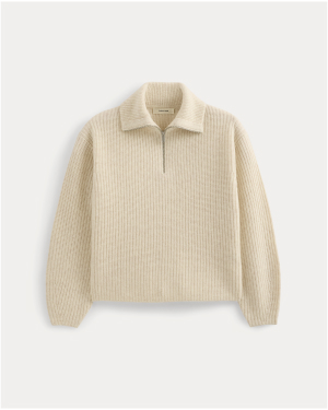 Image | The Half-Zip Sweater in Luxe Merino in Heathered Oat