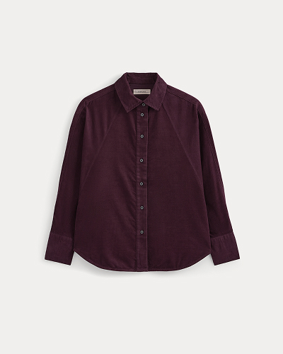 Image | Oversized Raglan Shirt in Pinwale Corduroy in Deep Plum
