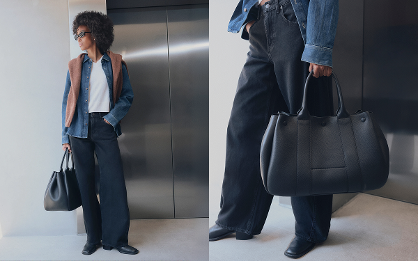 Image | Model wearing Baggy Barrel-Leg Jean in Dark Indigo