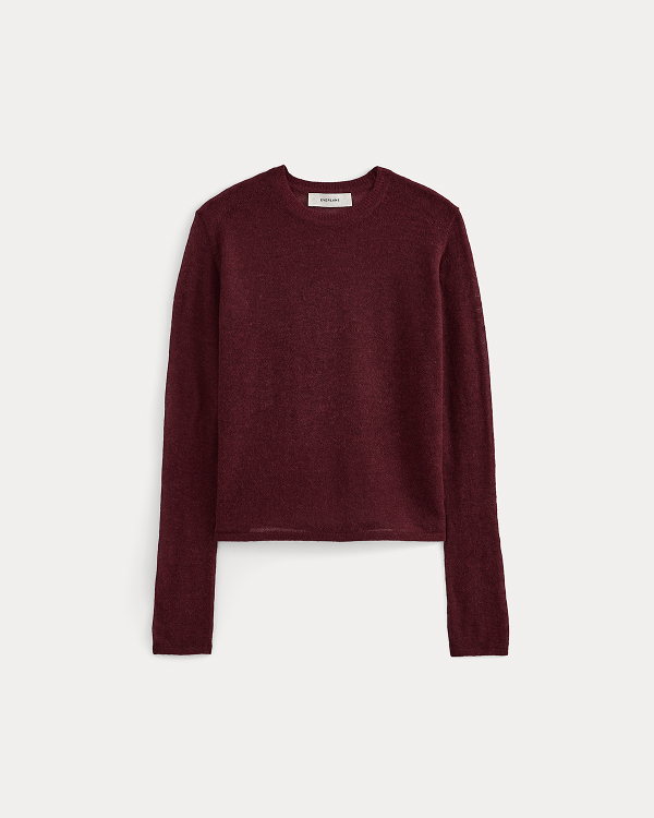 Image | Air Alpaca Long-Sleeve Slim Crew in Cabernet 