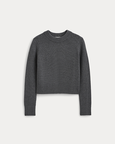 Image | Shrunken Crew Sweater in Everyday Cotton in Heathered Charcoal 