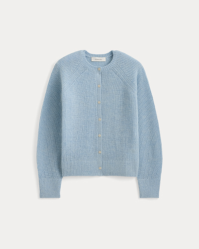 Image | Ribbed Cropped Cardigan in Alpaca in Cashmere Blue 