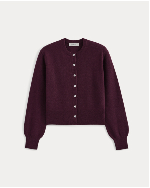 Image | Cashmere Cropped Cardigan in Deep Plum