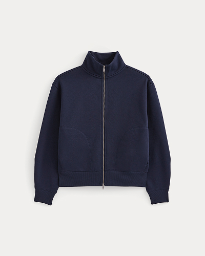 Image | Luxe Fleece Full-Zip Turtleneck in Navy