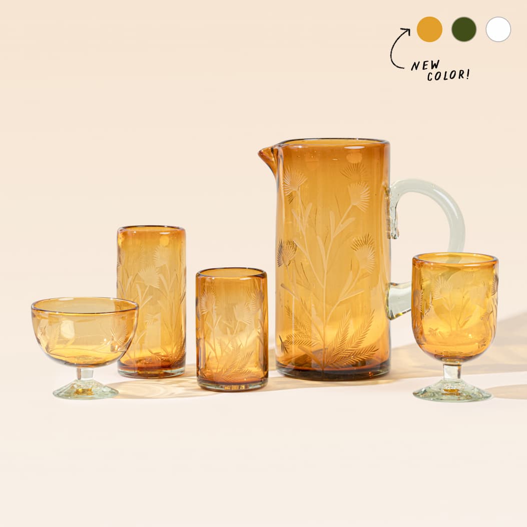 Etched Thistle Glassware
