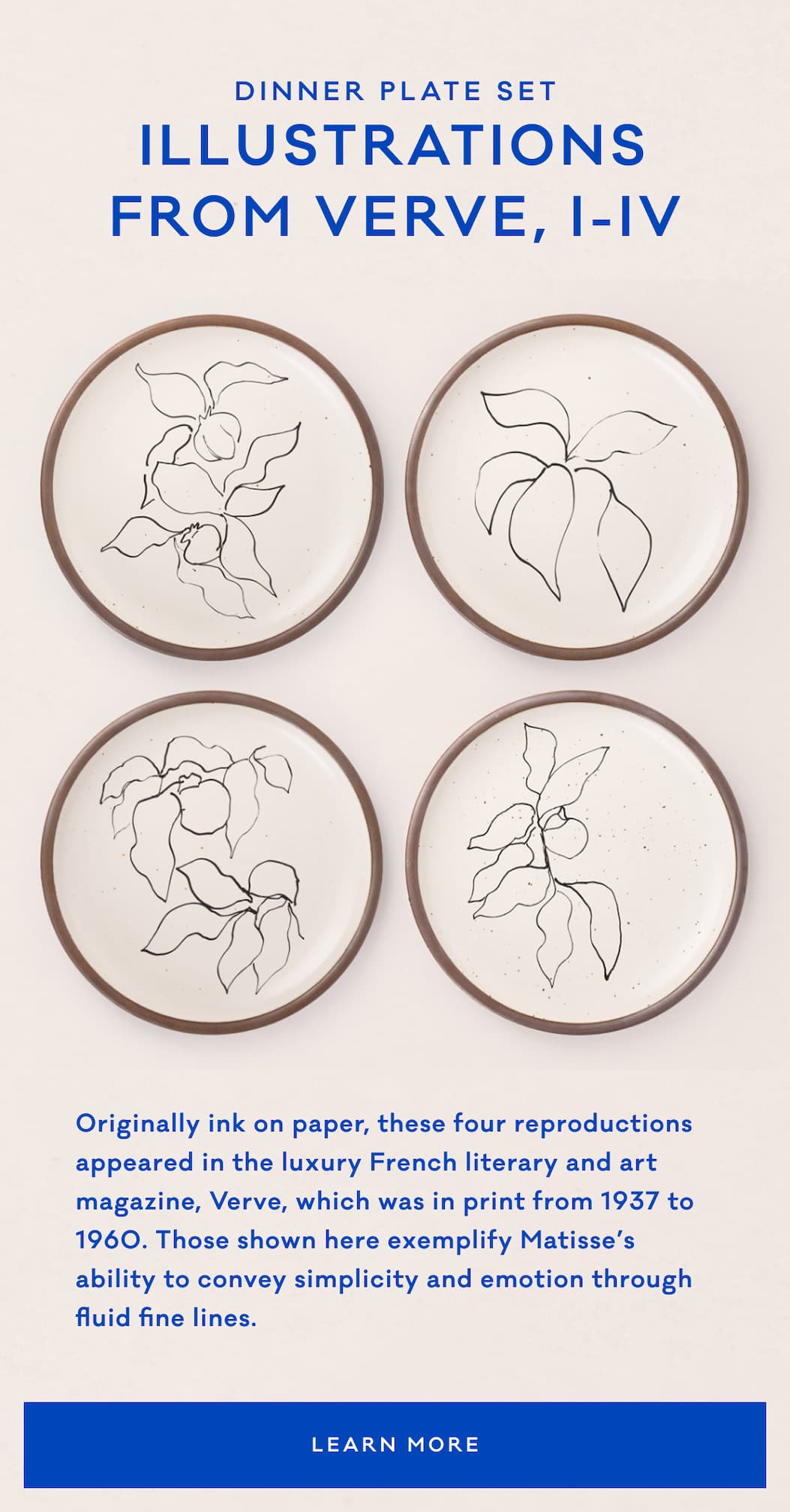 Dinner Plate Set Illustrations from Verve, I-IV