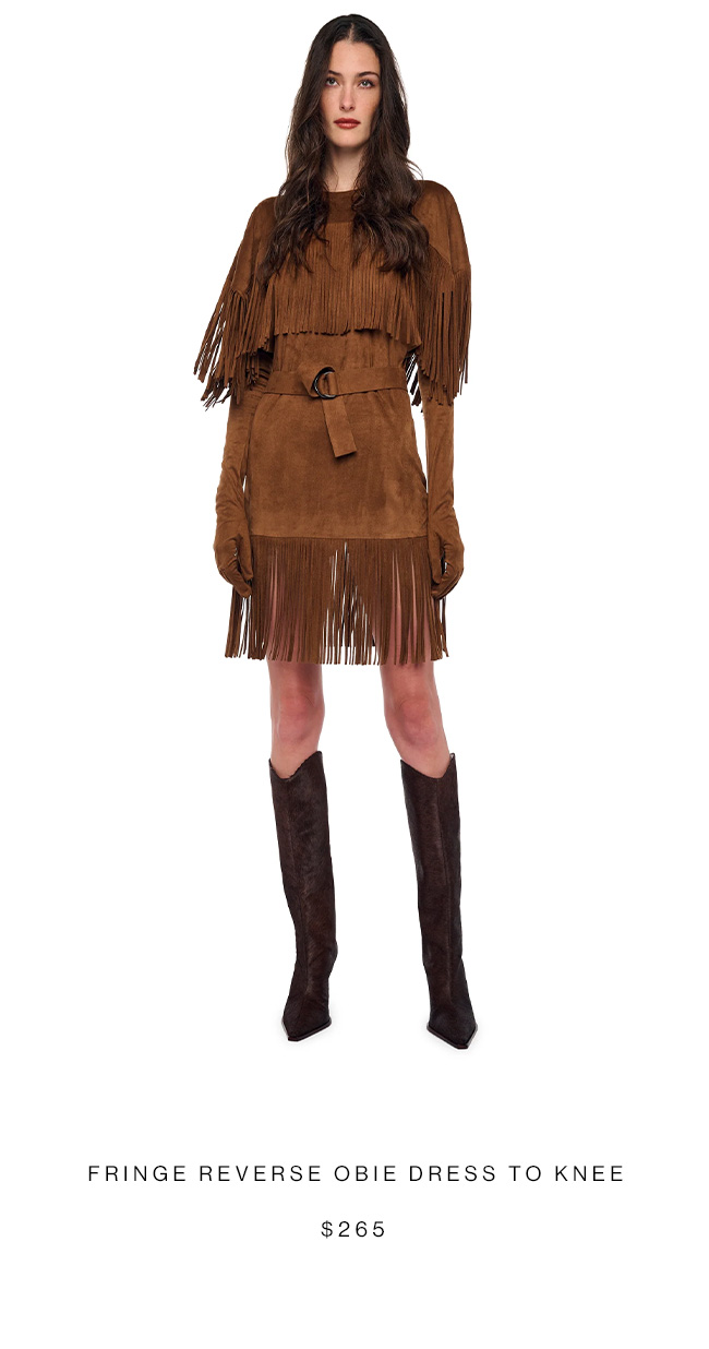FRINGE REVERSE OBIE DRESS TO KNEE