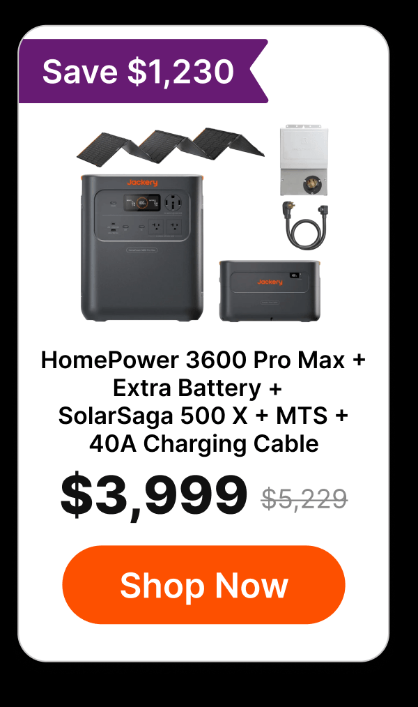 HomePower 3600 Pro Max +Extra Battery +SolarSaga 500 X + MTS +40A Charging Cable