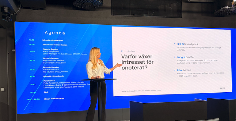 Eqvors presentation på Rummet innan börsen hos Nasdaq