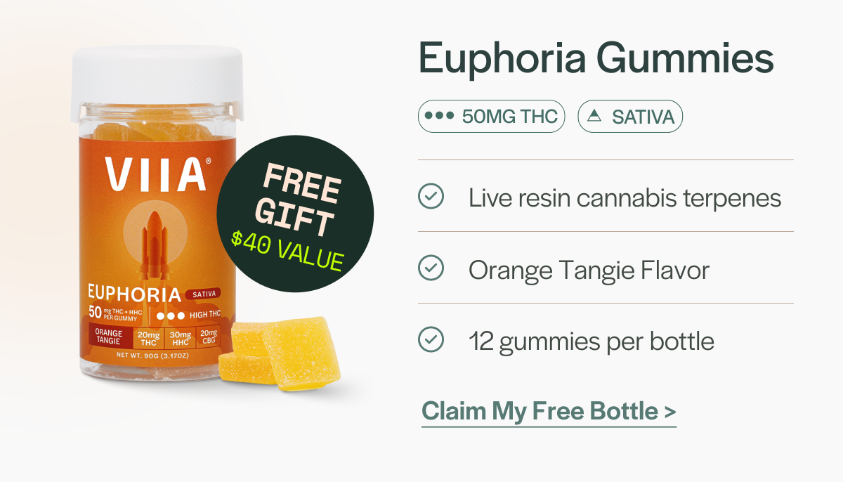 Claim free Euphoria Sativa gummies with your flower purchase.