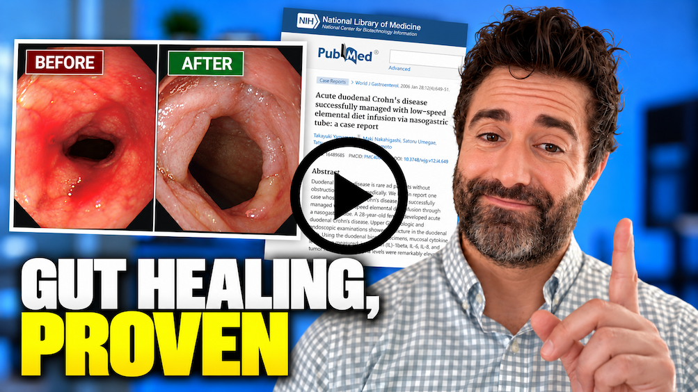 Video still from podcast titled, "How to Heal Your Gut in 2 Weeks (According to Science)" with link to watch on YouTube