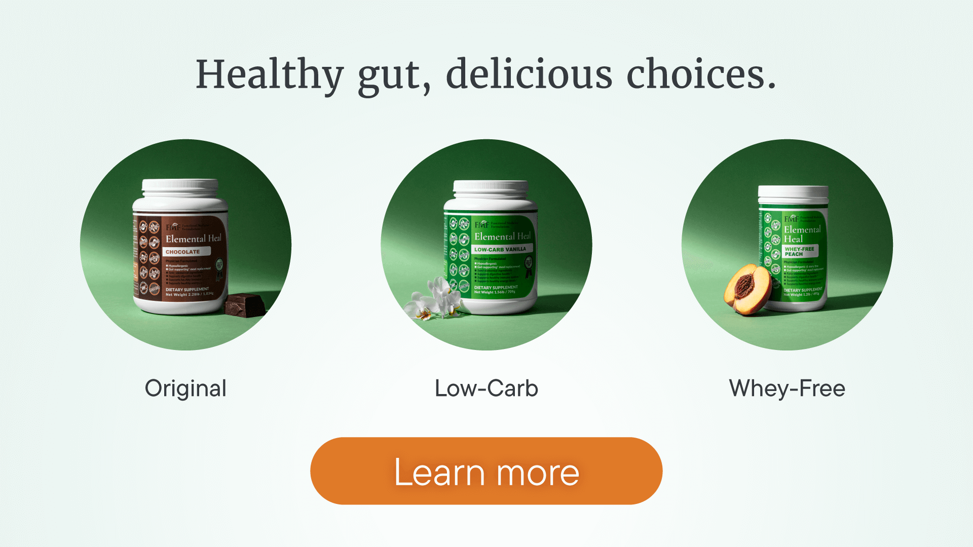 Image of Elemental Heal types, Original, Low-Carb, Whey Free. Click to Learn More