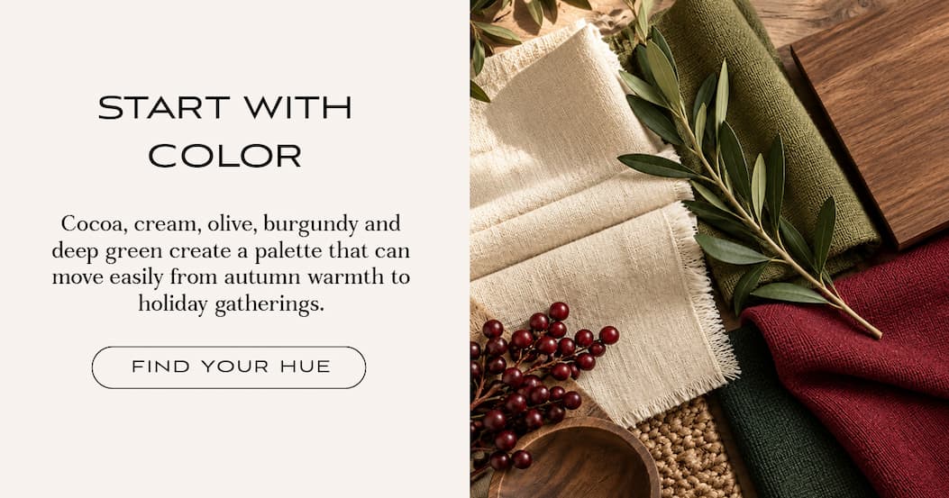 Burgundy, Olive, Cream and Cocoa Color Swatches