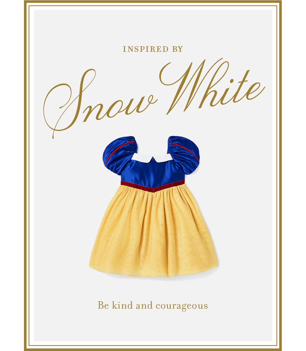 Snow White-inspired children's dress in blue, red, and yellow - Inspired by Snow White - Be kind and courageous