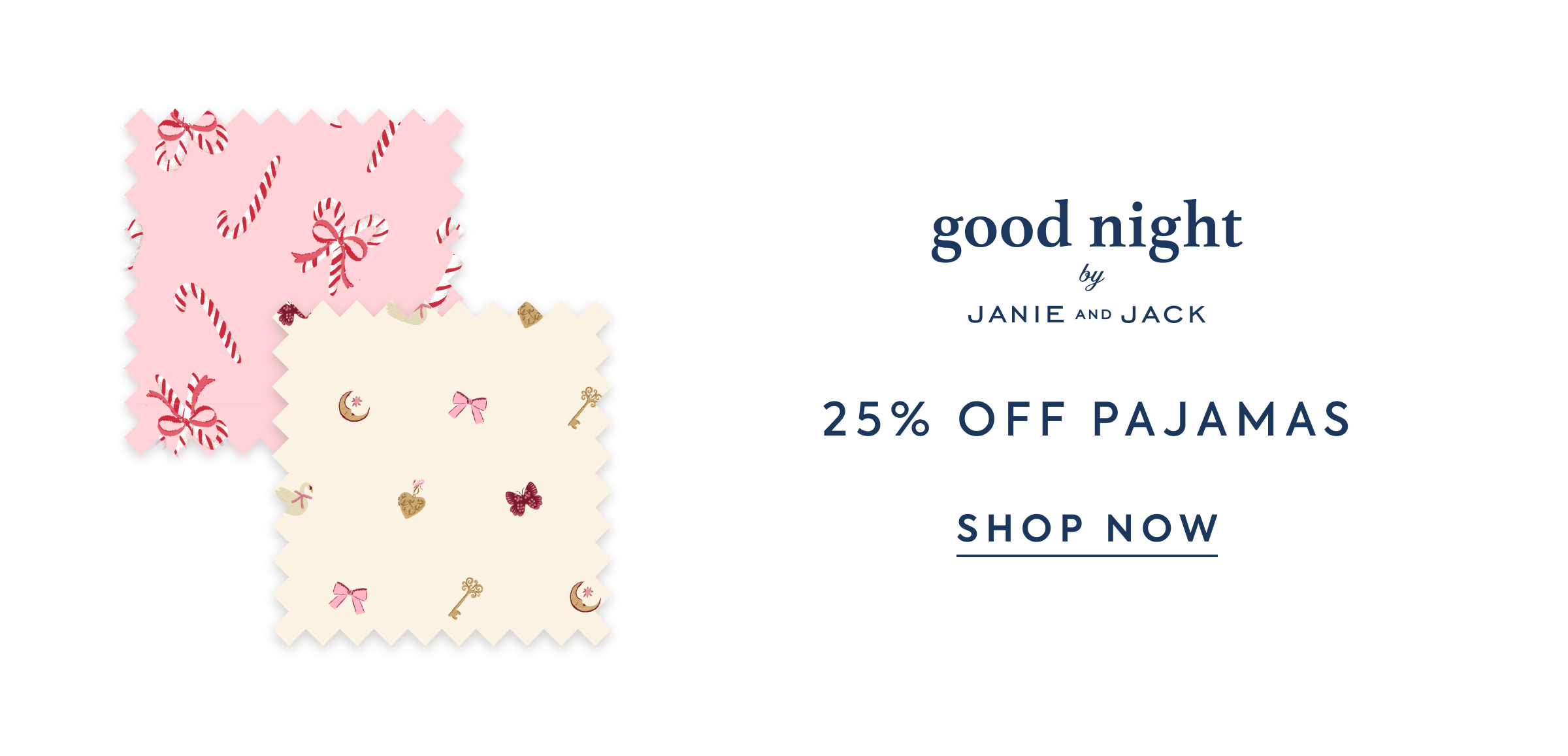 Fabric swatches with candy cane and charm prints - good night by JANIE AND JACK - 25% OFF PAJAMAS - SHOP NOW