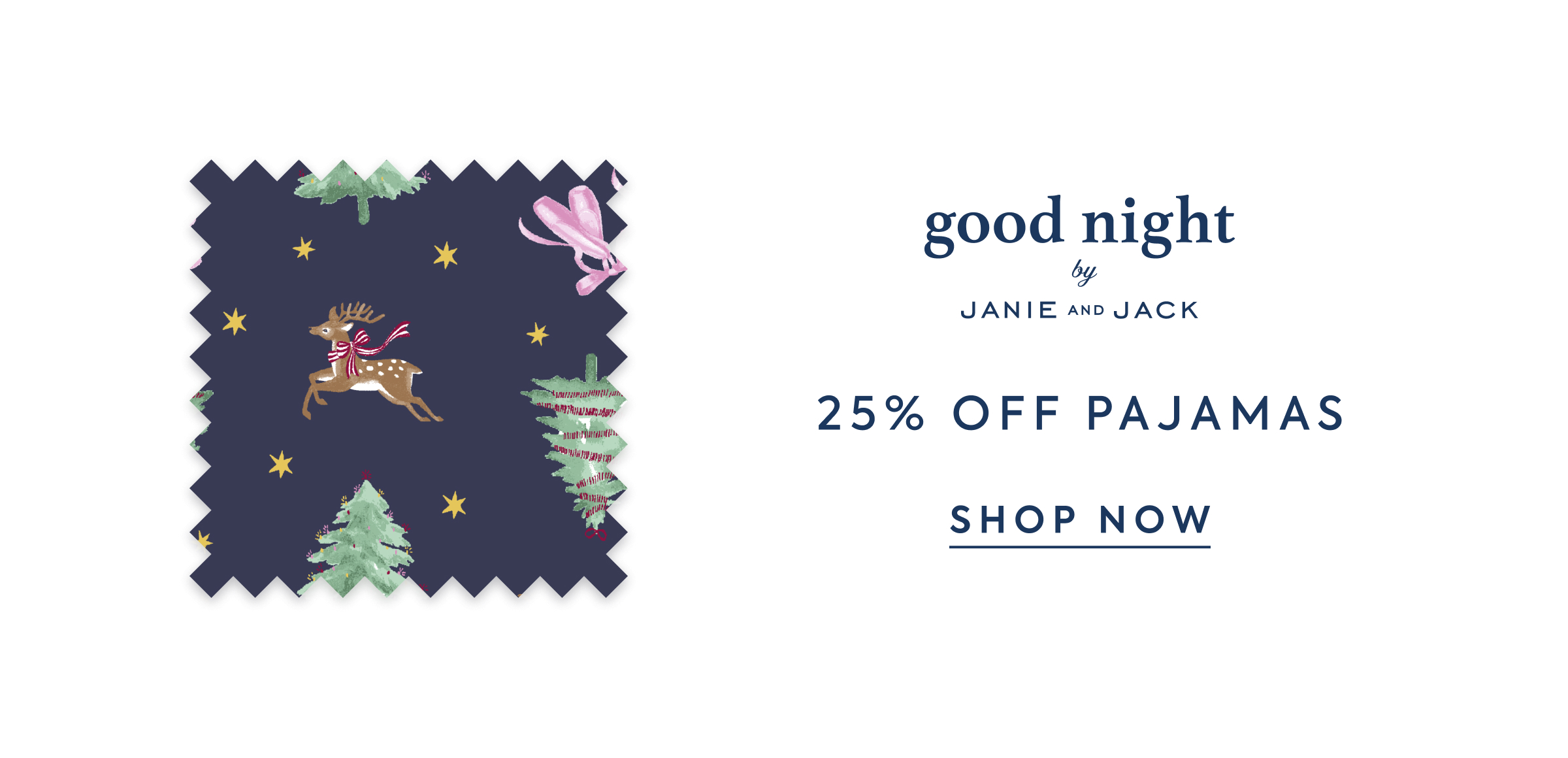 Holiday reindeer and Christmas trees fabric swatch - good night by JANIE AND JACK - 25% OFF PAJAMAS - SHOP NOW