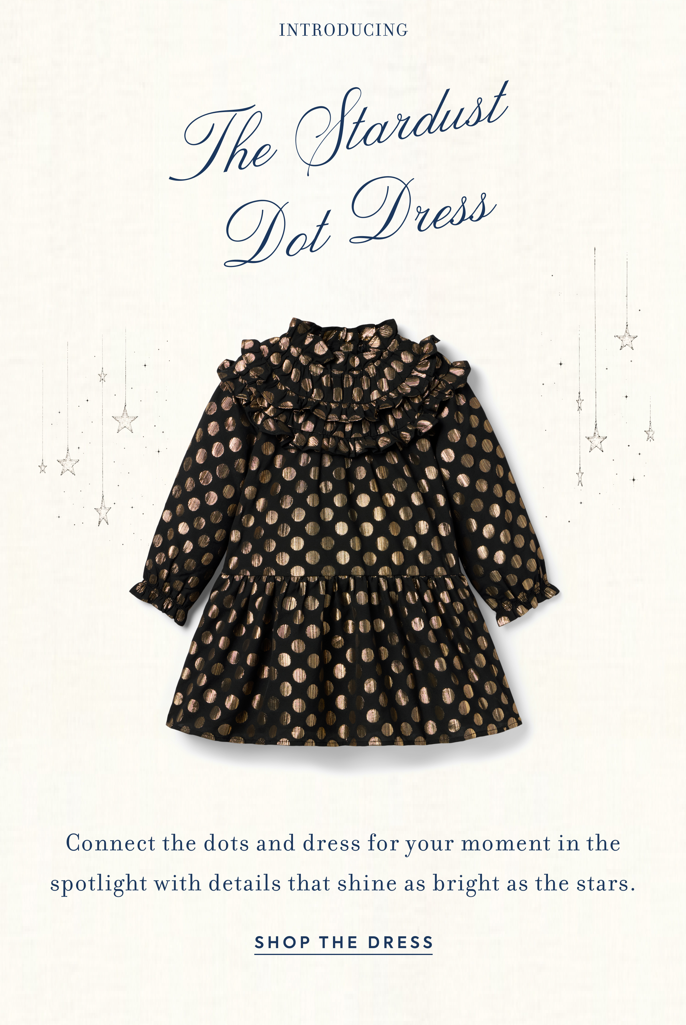 Black and gold polka dot ruffle dress - Introducing The Stardust Dot Dress - Connect the dots and dress for your moment in the spotlight with details that shine as bright as the stars. - SHOP THE DRESS