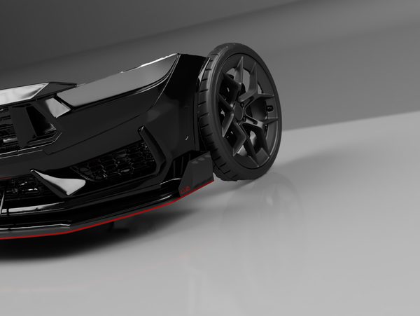 Render of the Dark Horse Handling Pack splitter on the front bumper